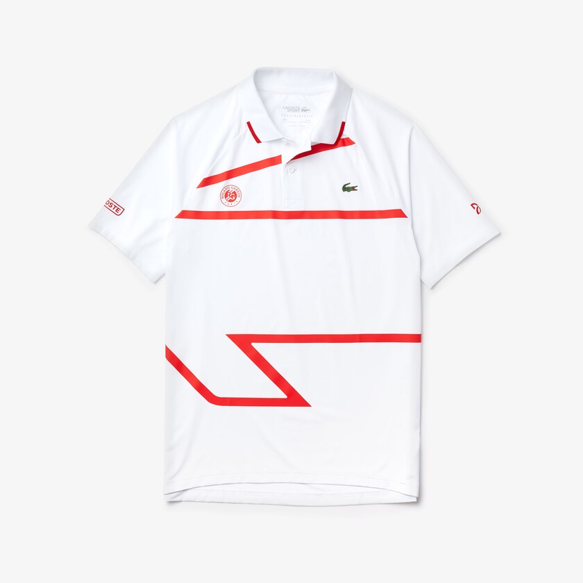 Camisas Branco Vermelhas Masculino Lacoste SPORT Roland Garros x Novak Djokovic Polo JK7-76317N2