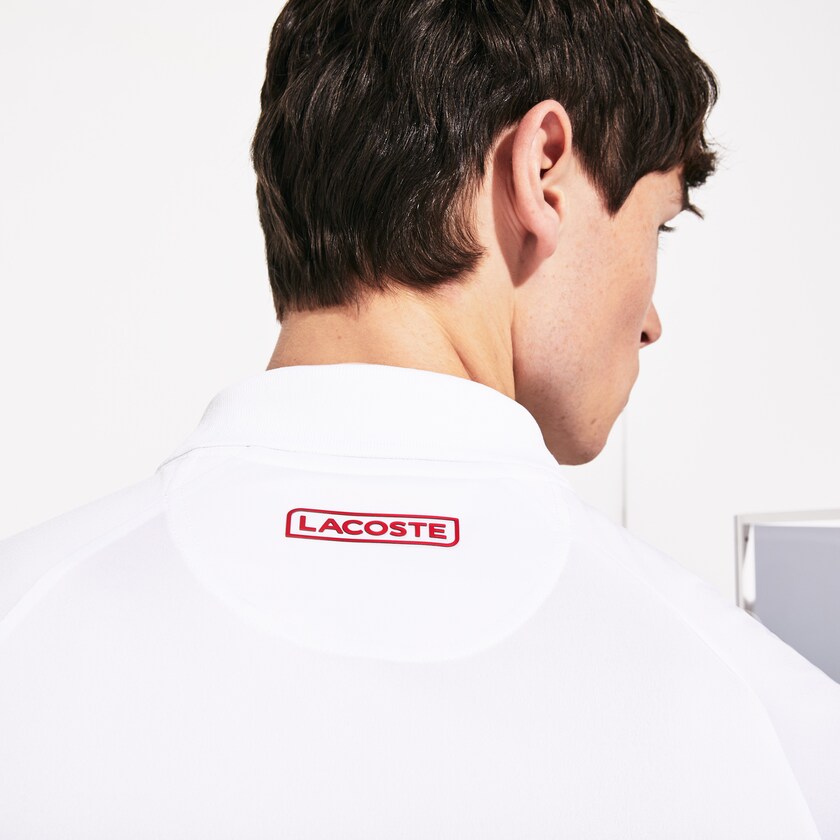 Camisas Branco Vermelhas Masculino Lacoste SPORT Roland Garros x Novak Djokovic Polo JK7-76317N2