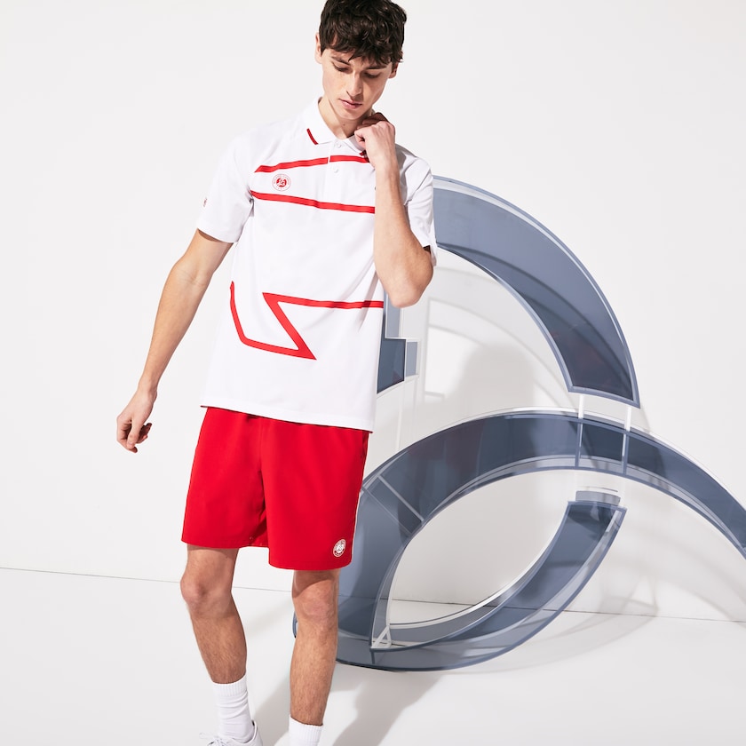 Camisas Branco Vermelhas Masculino Lacoste SPORT Roland Garros x Novak Djokovic Polo JK7-76317N2