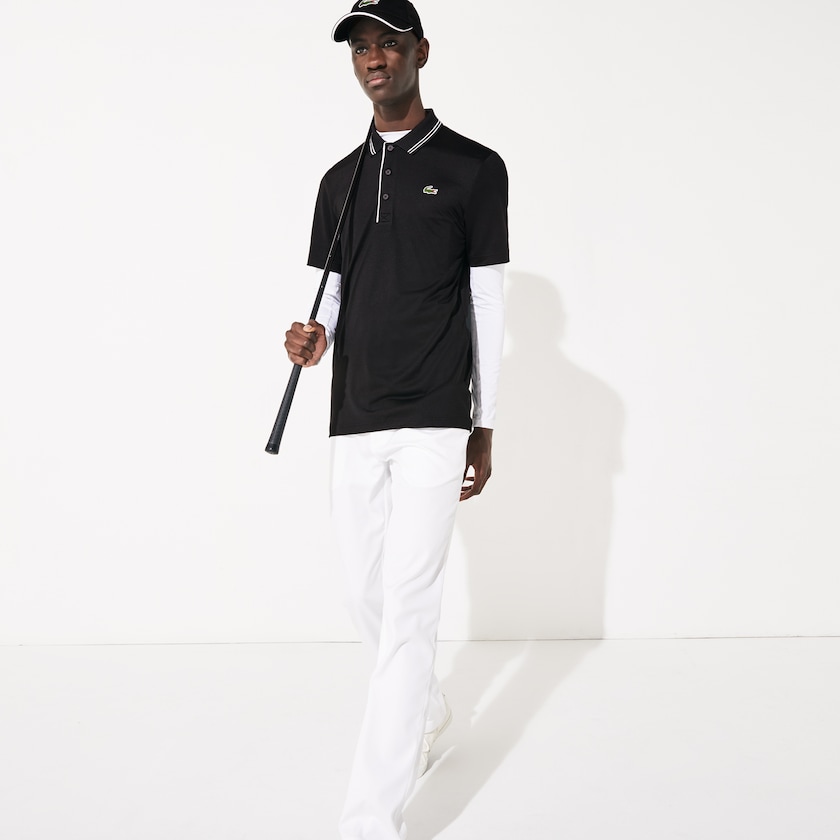 Camisas Pretas Branco Masculino Lacoste SPORT Signature Breathable Golf Polo CL5-19761E3