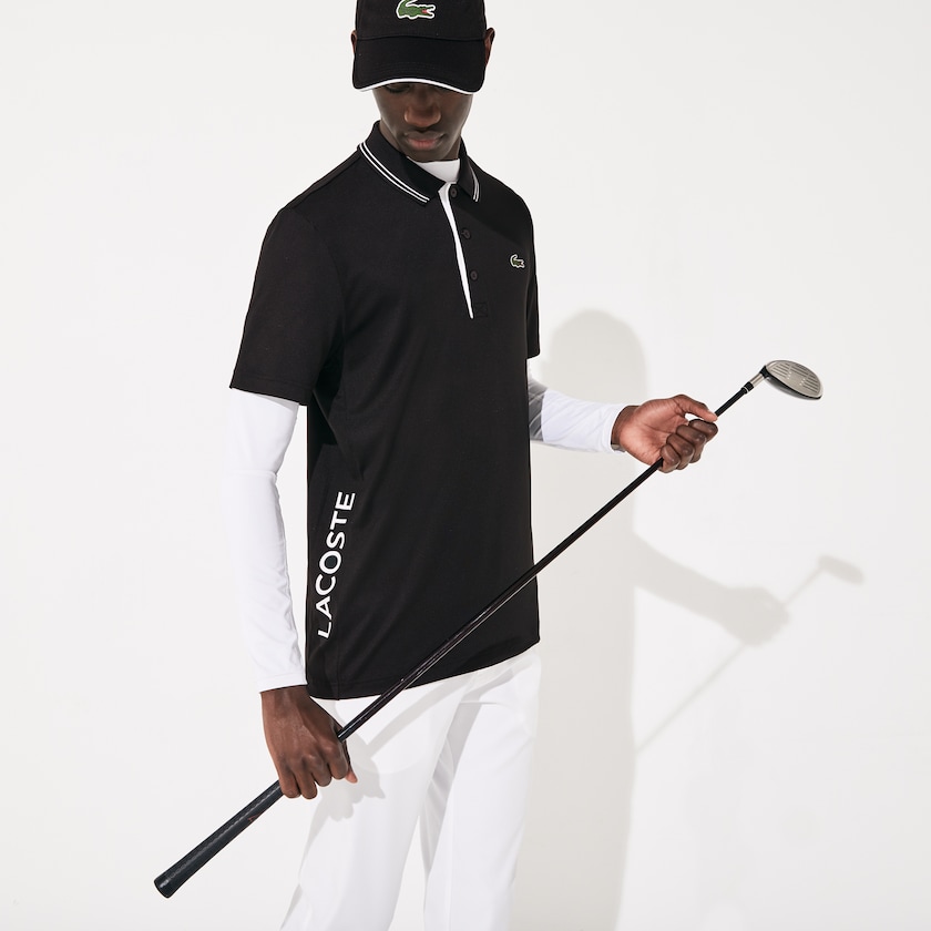Camisas Pretas Branco Masculino Lacoste SPORT Signature Breathable Golf Polo CL5-19761E3