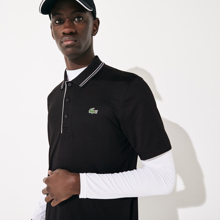 Camisas Pretas Branco Masculino Lacoste SPORT Signature Breathable Golf Polo CL5-19761E3