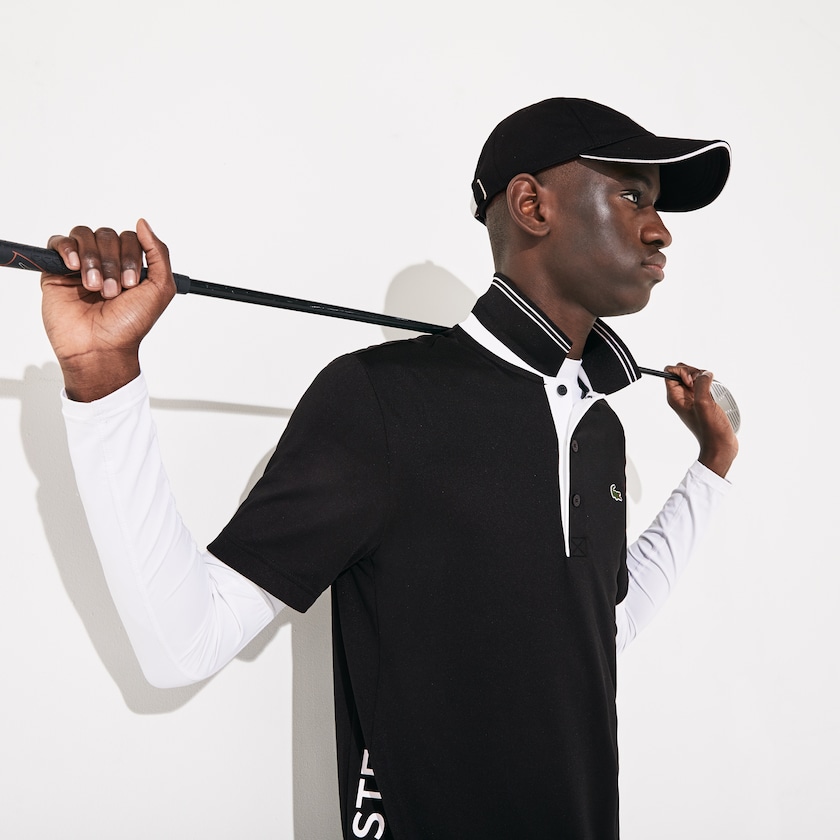 Camisas Pretas Branco Masculino Lacoste SPORT Signature Breathable Golf Polo CL5-19761E3