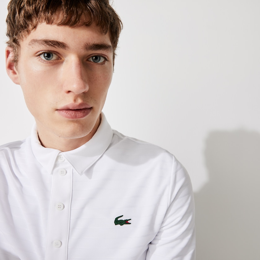 Camisas Branco Masculino Lacoste SPORT Textured Breathable Golf Polo OB1-24262U4