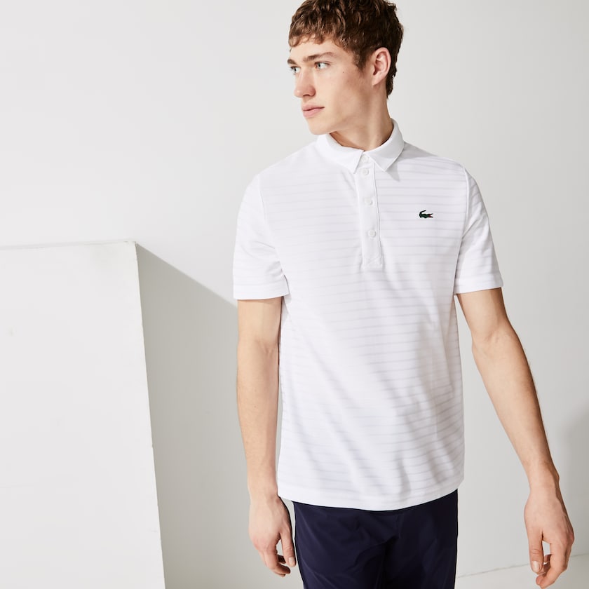 Camisas Branco Masculino Lacoste SPORT Textured Breathable Golf Polo OB1-24262U4