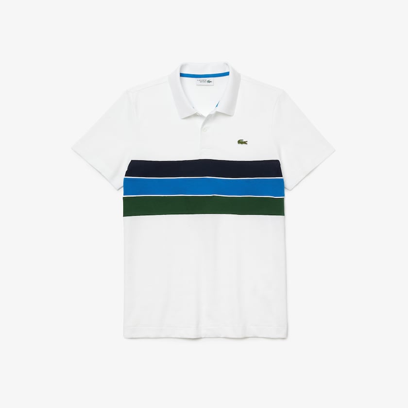 Camisas Branco Verdes Azuis Azul Marinho Azuis Branco Masculino Lacoste SPORT Tricolor Paneled Lightweight Cotton Polo DV9-99219A0