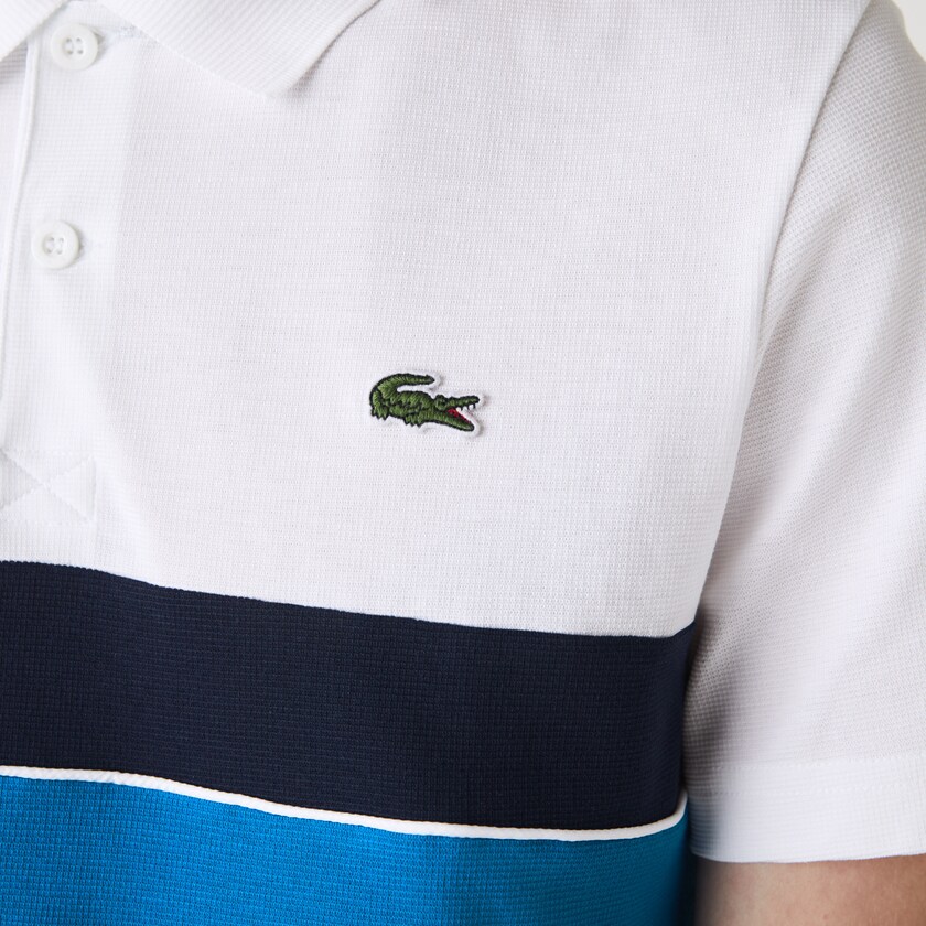 Camisas Branco Verdes Azuis Azul Marinho Azuis Branco Masculino Lacoste SPORT Tricolor Paneled Lightweight Cotton Polo DV9-99219A0