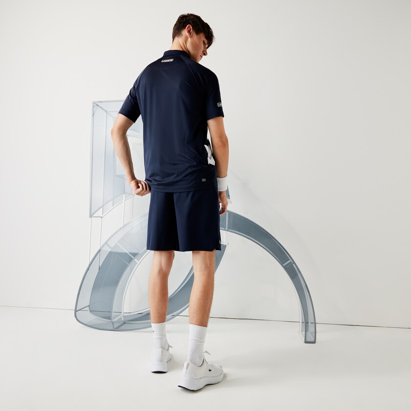 Camisas Azul Marinho Azuis Branco Masculino Lacoste SPORT x Novak Djokovic Breathable Jersey Polo LW4-22722S5