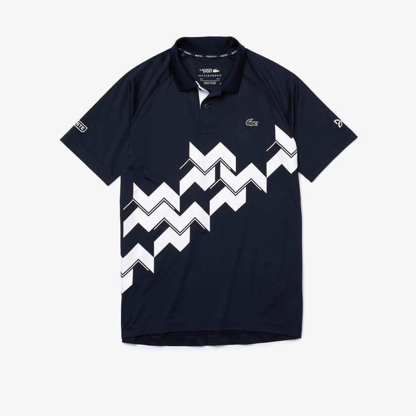 Camisas Azul Marinho Azuis Branco Masculino Lacoste SPORT x Novak Djokovic Breathable Jersey Polo LW4-22722S5