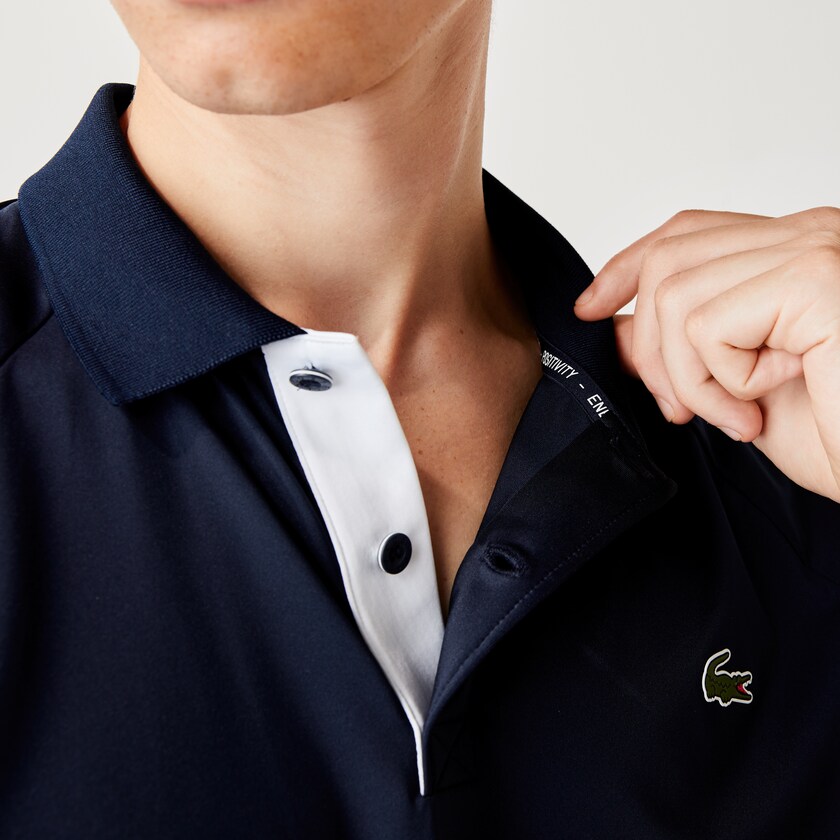 Camisas Azul Marinho Azuis Branco Masculino Lacoste SPORT x Novak Djokovic Breathable Jersey Polo LW4-22722S5