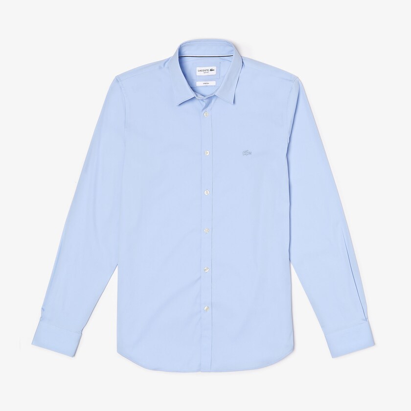Camisas Luz Azuis Masculino Lacoste Slim-Fit Stretch Cotton Poplin KR3-23022G4