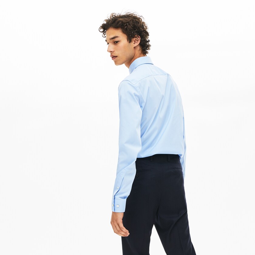 Camisas Luz Azuis Masculino Lacoste Slim-Fit Stretch Cotton Poplin KR3-23022G4