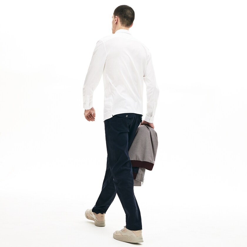 Camisas Branco Masculino Lacoste Slim-Fit Stretch Poplin and Jersey HZ2-06570T6