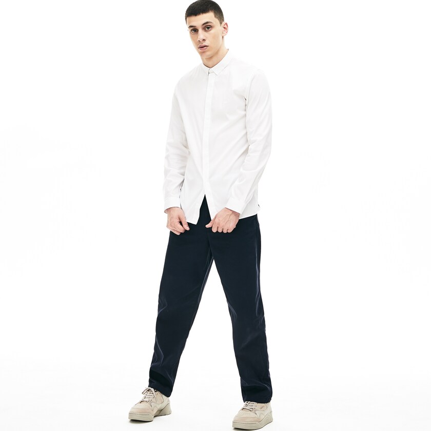 Camisas Branco Masculino Lacoste Slim-Fit Stretch Poplin and Jersey HZ2-06570T6