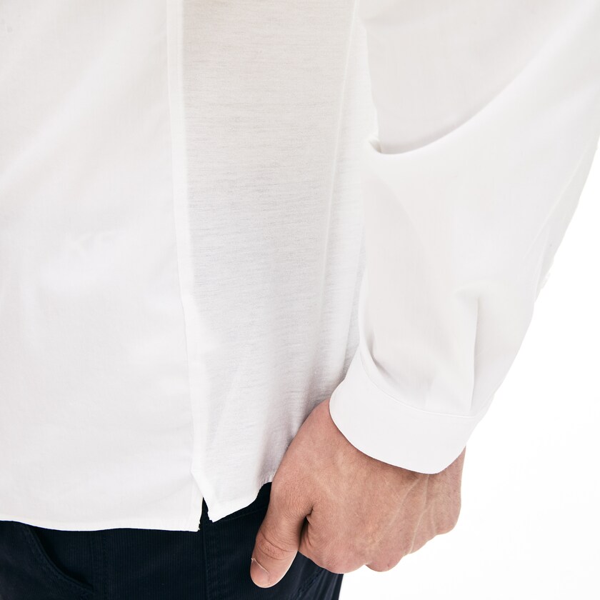 Camisas Branco Masculino Lacoste Slim-Fit Stretch Poplin and Jersey HZ2-06570T6