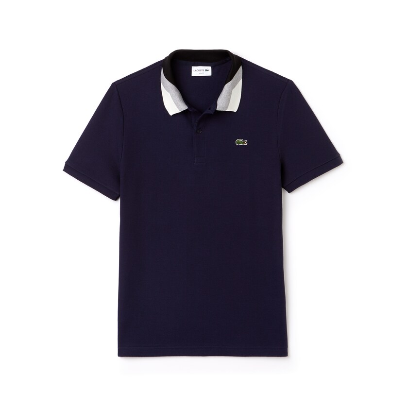 Camisas Azul Marinho Azuis Masculino Lacoste Slim Fit Colourblock Striped Knop Piqué Polo NZ2-72597T7