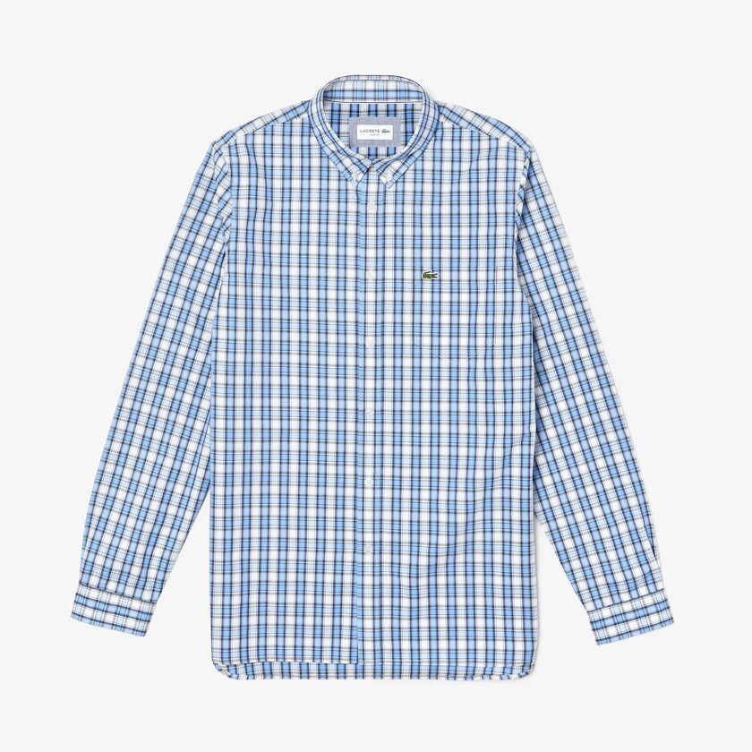 Camisas Branco Luz Azuis Masculino Lacoste Slim Fit Cotton Oxford HQ7-96769H1