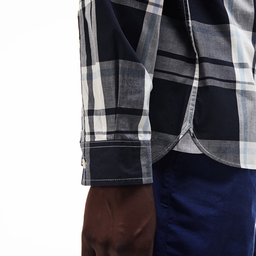 Camisas Azul Marinho Azuis Branco Masculino Lacoste Slim Fit Cotton Poplin JI1-80918P3