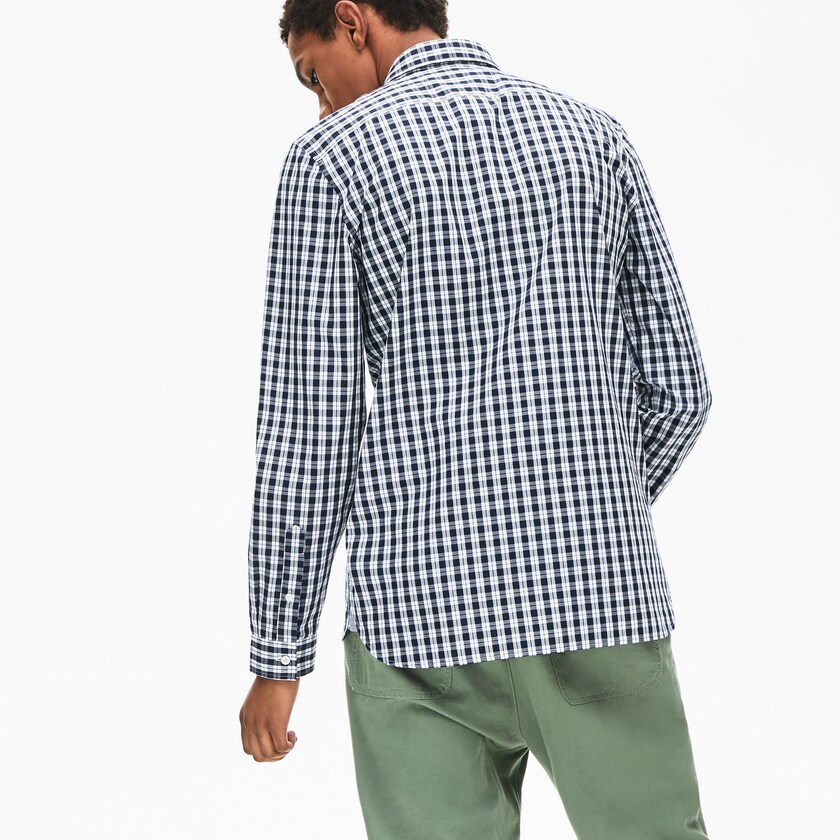 Camisas Branco Azul Marinho Azuis Masculino Lacoste Slim Fit Long-Sleeve Wool LZ2-63756V6