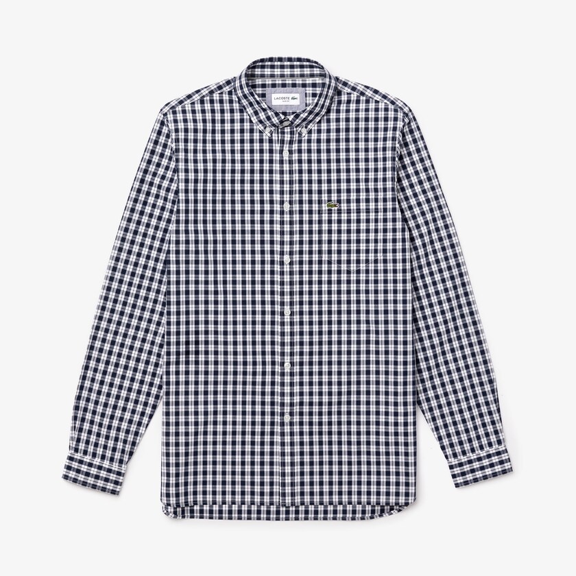 Camisas Branco Azul Marinho Azuis Masculino Lacoste Slim Fit Long-Sleeve Wool LZ2-63756V6