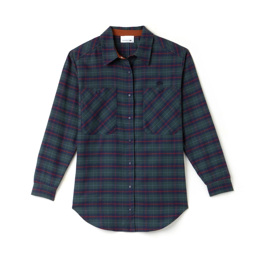 Camisas Azul Marinho Azuis Azuis Feminino Lacoste Slim Fit Stretch Check Cotton Canvas DQ0-18551K6