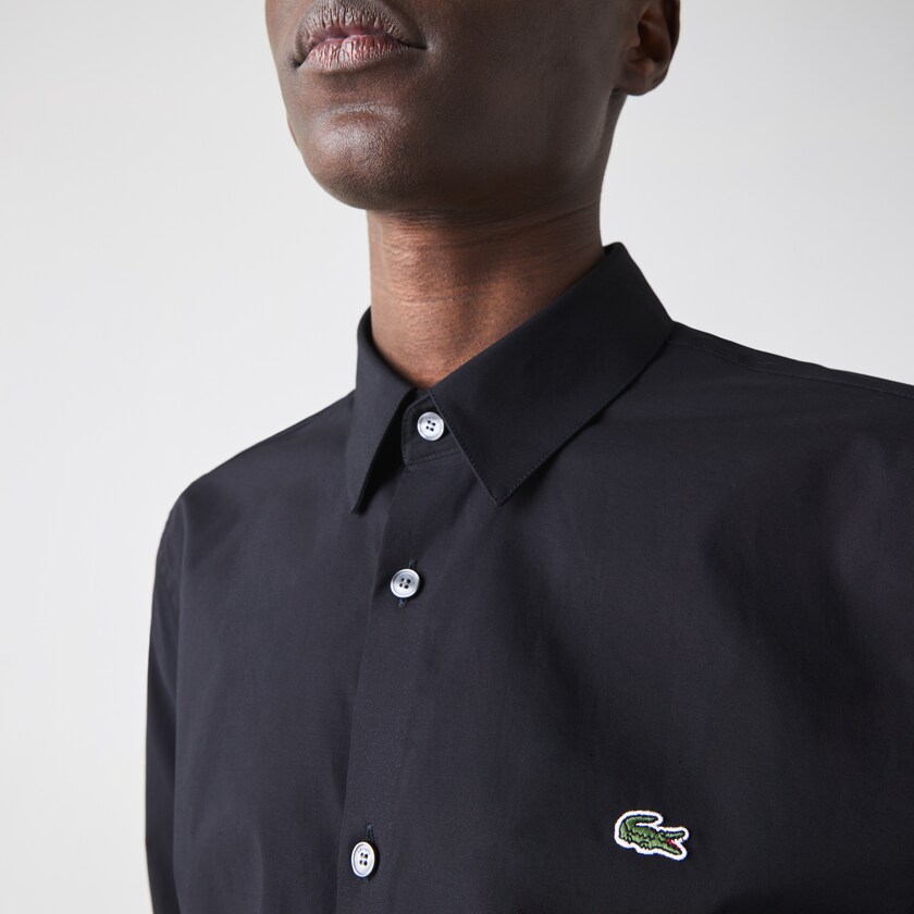 Camisas Pretas Masculino Lacoste Slim Fit Stretch Cotton Poplin LX8-81938L1