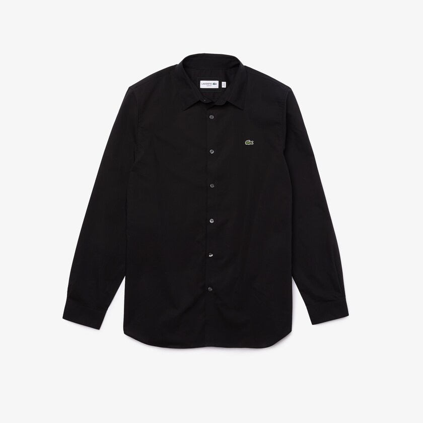 Camisas Pretas Masculino Lacoste Slim Fit Stretch Cotton Poplin LX8-81938L1