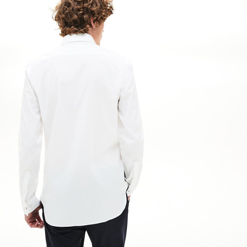 Camisas Branco Masculino Lacoste Slim Fit Stretch Cotton ZM4-34163R7
