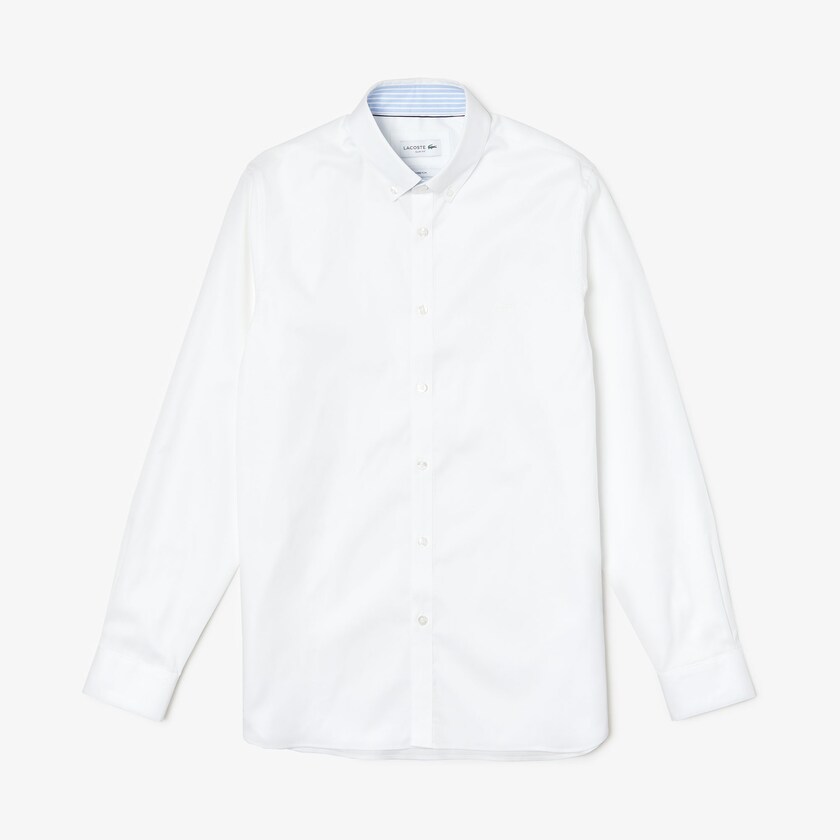 Camisas Branco Masculino Lacoste Slim Fit Stretch Cotton ZM4-34163R7