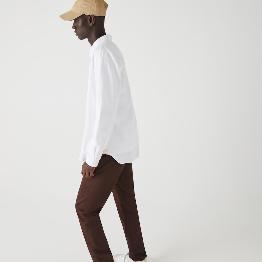 Camisas Branco Masculino Lacoste Slim Fit Stretch Oxford Cotton DF9-58885M3
