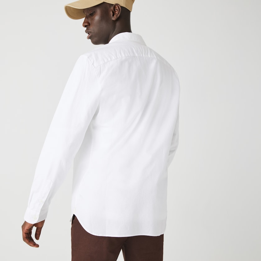 Camisas Branco Masculino Lacoste Slim Fit Stretch Oxford Cotton DF9-58885M3