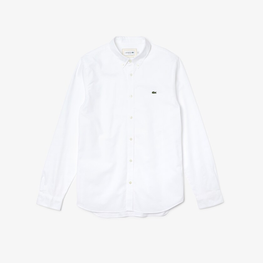 Camisas Branco Masculino Lacoste Slim Fit Stretch Oxford Cotton DF9-58885M3
