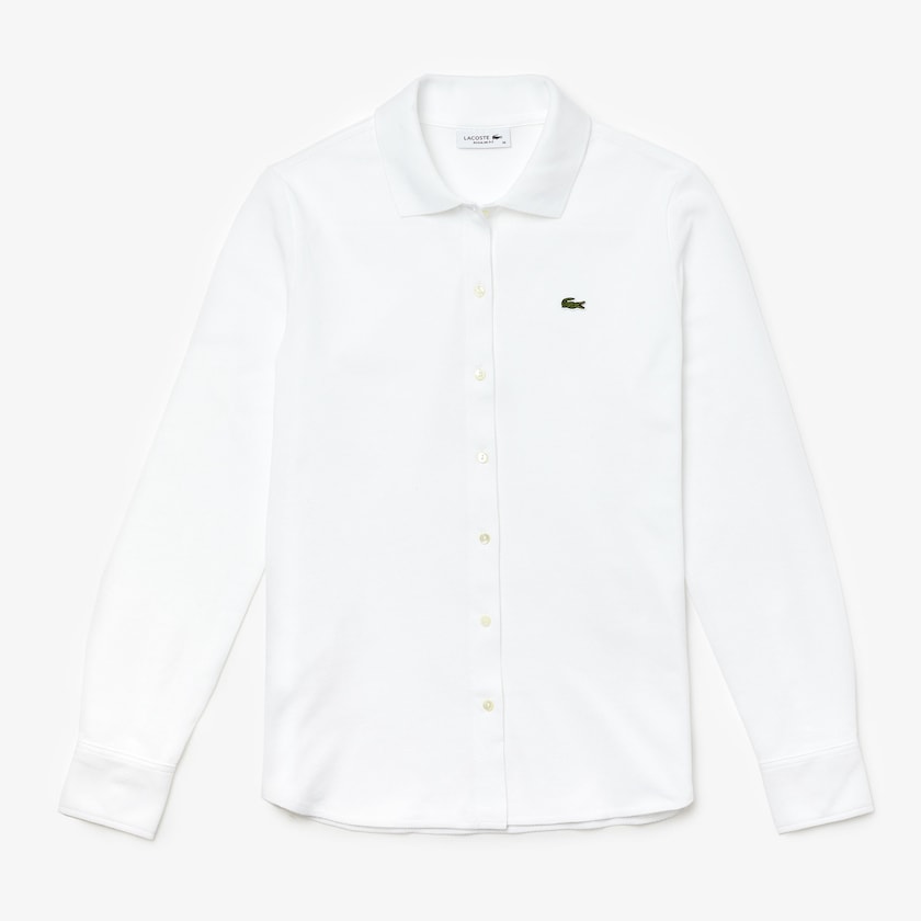 Camisas Branco Feminino Lacoste Soft Cotton Oxford Style Polo BF4-01210R9