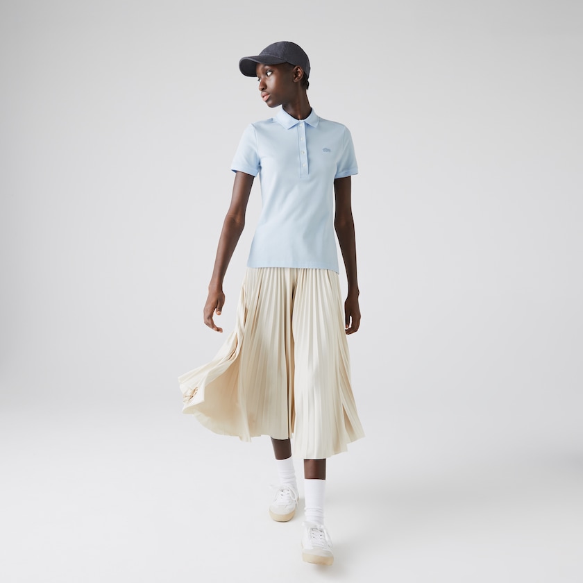 Camisas Luz Azuis Feminino Lacoste Stretch Cotton Piqué Polo NG8-77937Y6