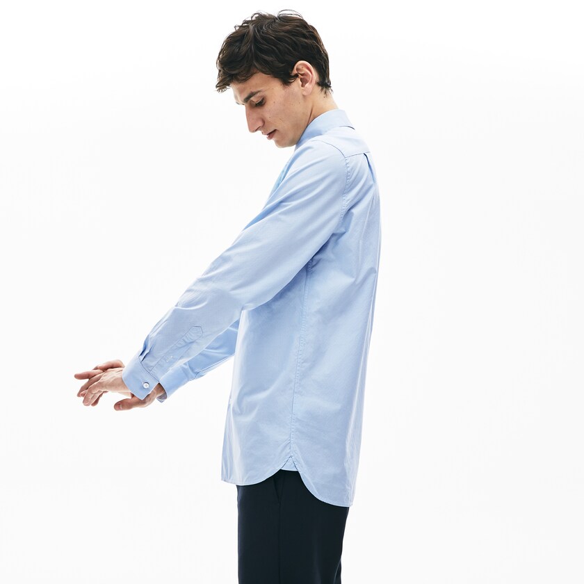 Camisas Luz Azuis Branco Masculino Lacoste Textured Cotton LF0-58575W4