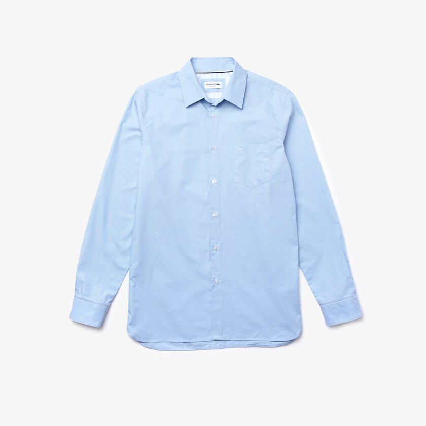 Camisas Luz Azuis Branco Masculino Lacoste Textured Cotton LF0-58575W4