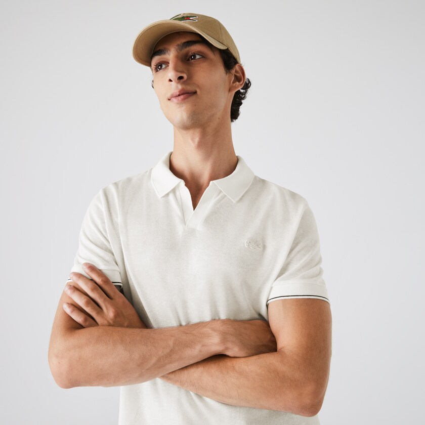 Camisas Branco Pretas Masculino Lacoste Tunisian Collar Linen And Cotton Regular Fit Polo KP7-56745M2