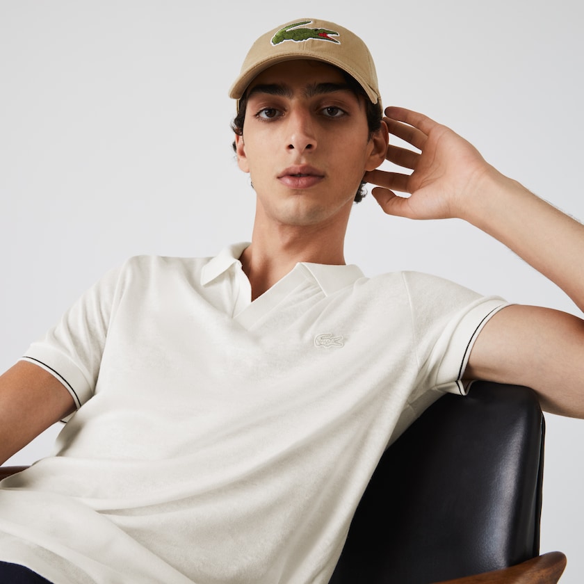 Camisas Branco Pretas Masculino Lacoste Tunisian Collar Linen And Cotton Regular Fit Polo KP7-56745M2