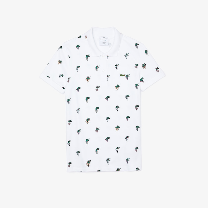 Camisas Branco Masculino Lacoste x Jean-Michel Tixier Print Regular Fit Polo GZ1-59955Z0