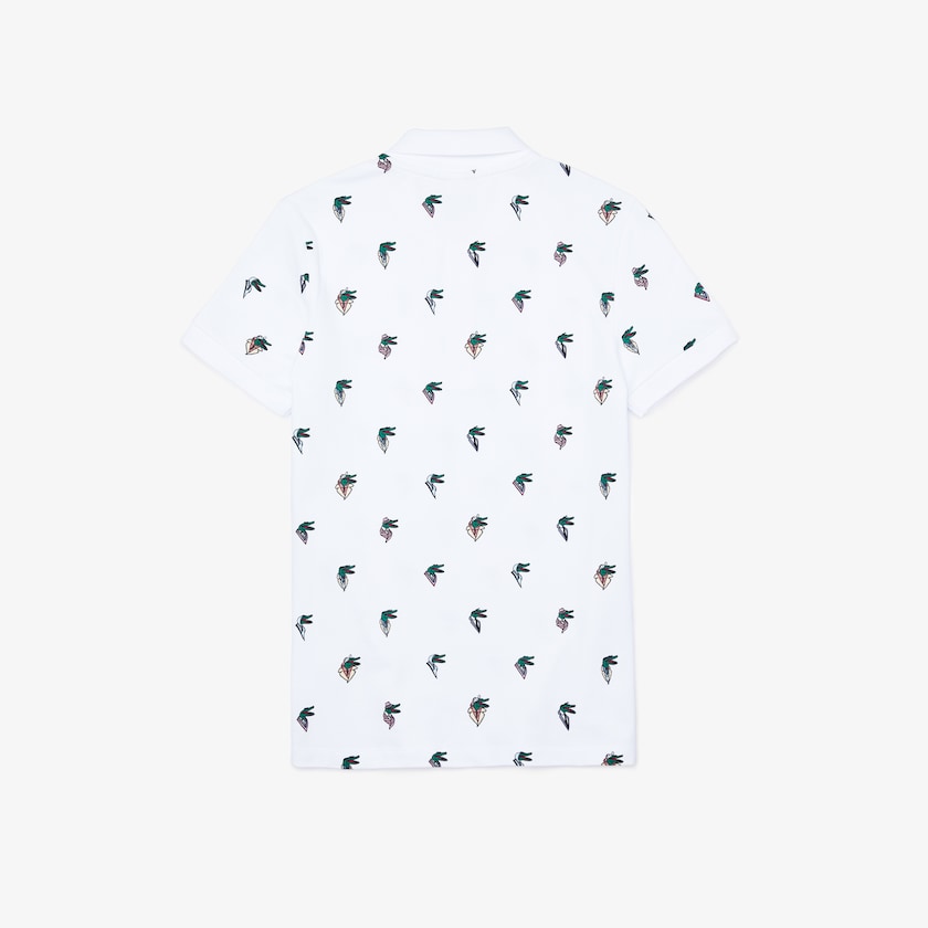 Camisas Branco Masculino Lacoste x Jean-Michel Tixier Print Regular Fit Polo GZ1-59955Z0
