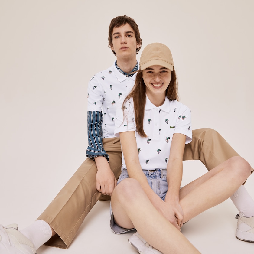 Camisas Branco Masculino Lacoste x Jean-Michel Tixier Print Regular Fit Polo GZ1-59955Z0