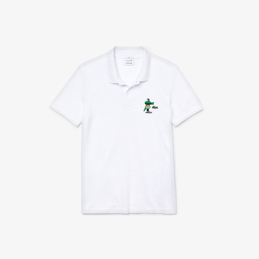 Camisas Branco Masculino Lacoste x Jeremyville Design Classic Fit Polo YF7-85128G5