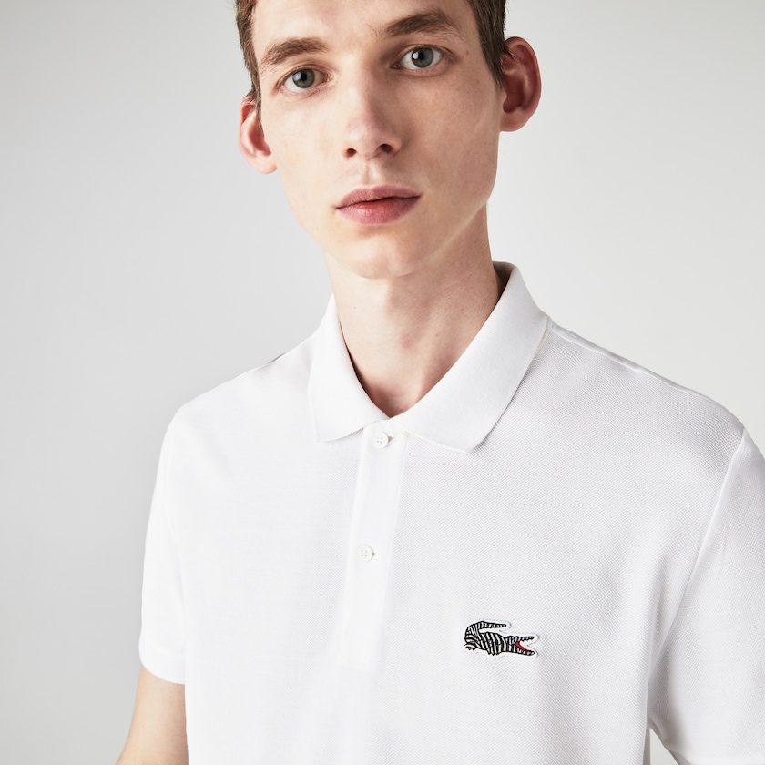 Camisas Branco Masculino Lacoste x National Geographic Regular Fit Organic Cotton Polo XR7-73037P7