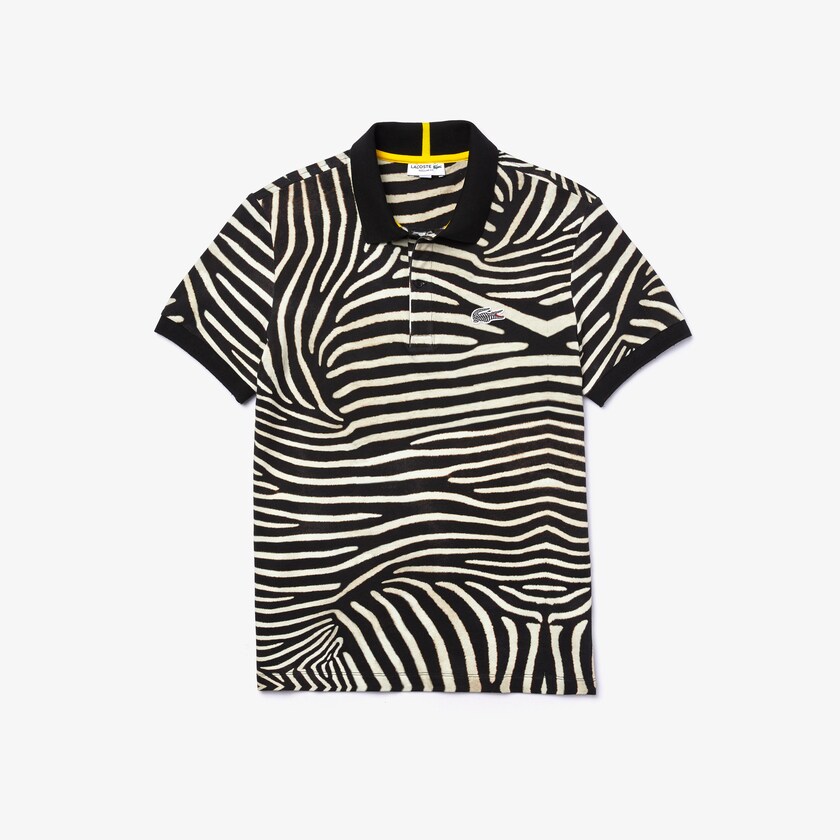 Camisas Branco Masculino Lacoste x National Geographic Regular Fit Print Cotton Polo QP9-28932Y9