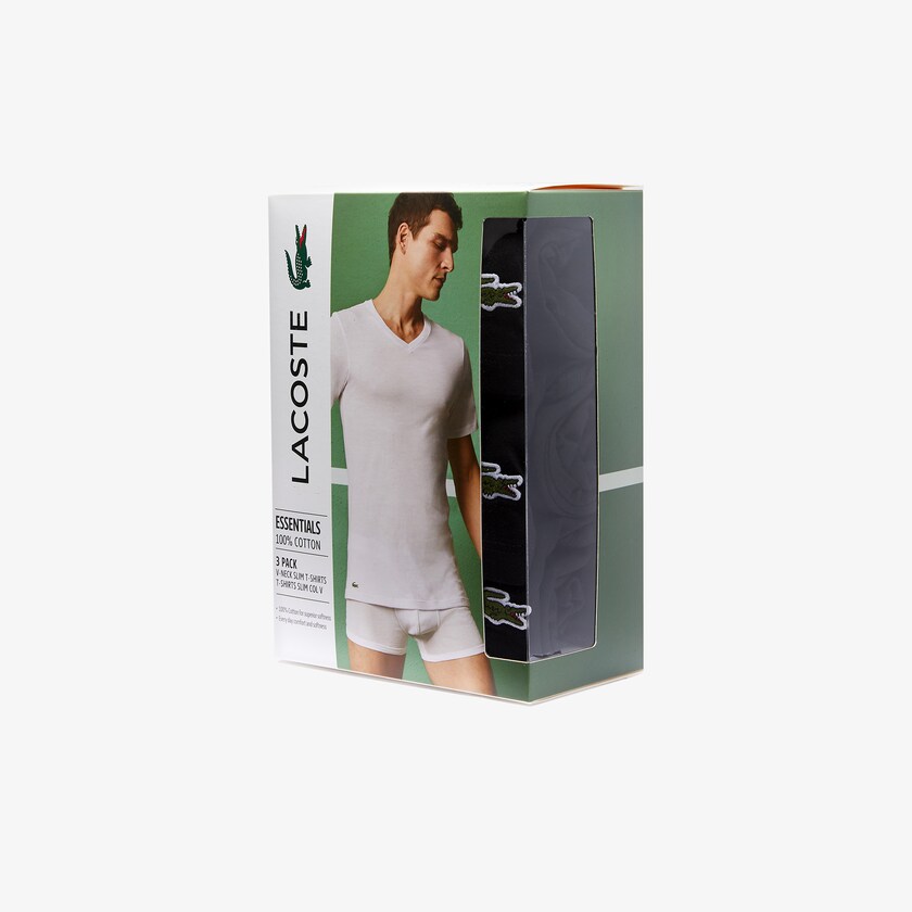 Camiseta Pretas Masculino Lacoste 3 Pack of Plains LG6-20932R3