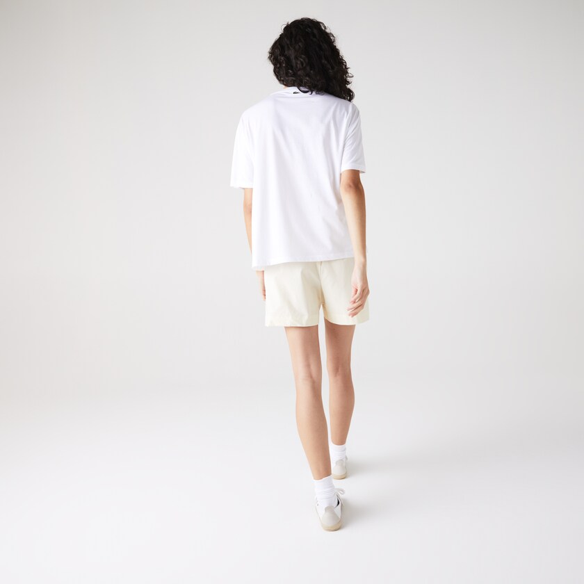 Camiseta Branco Feminino Lacoste Art-Print Cotton ZI1-06460N1