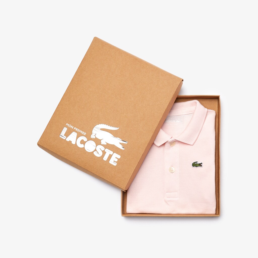 Camiseta Luz Rosa Criança Lacoste Baby Organic Cotton Piqué Bodysuit In Recycled Cardboard Box Set SR0-46204G6