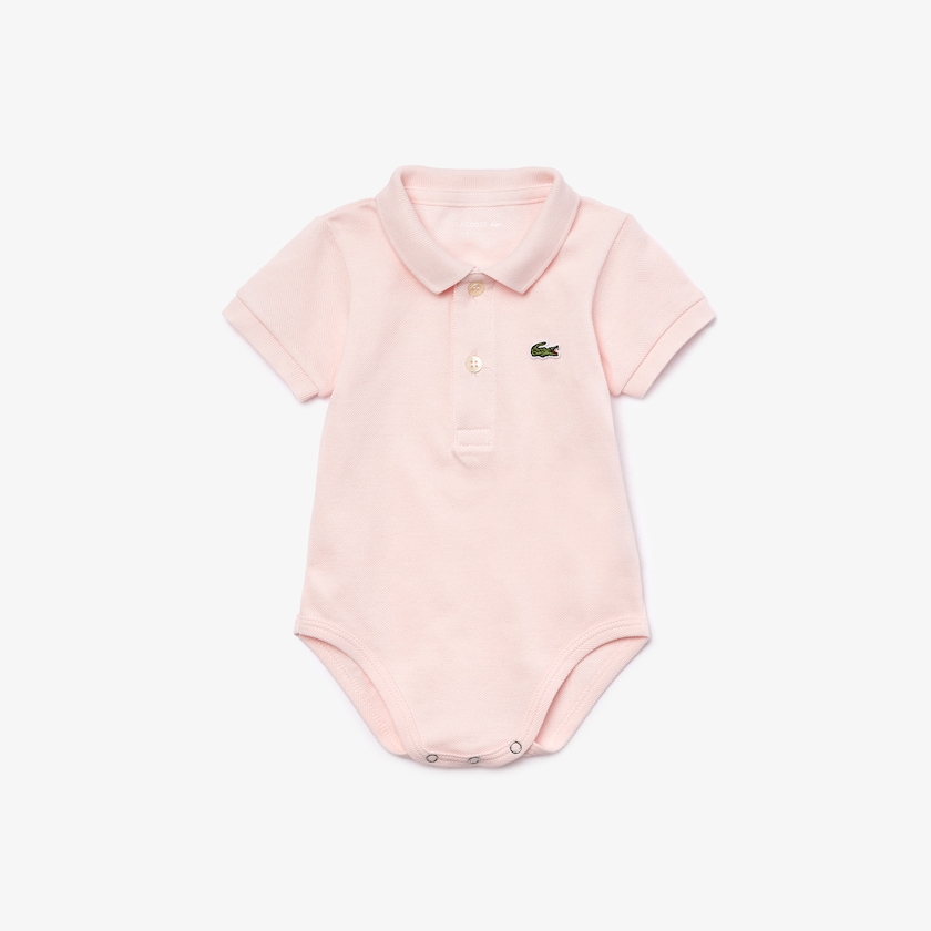 Camiseta Luz Rosa Criança Lacoste Baby Organic Cotton Piqué Bodysuit In Recycled Cardboard Box Set SR0-46204G6