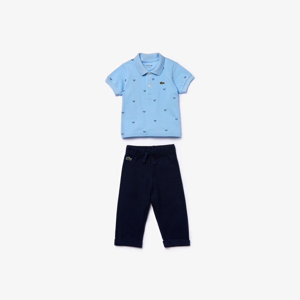 Camiseta Luz Azuis Azul Marinho Azuis Criança Lacoste Baby Rattle And Cotton Piqué Pajama Box Set YA9-61346R7