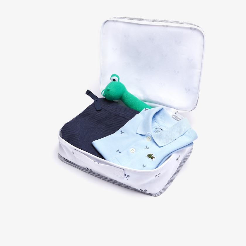 Camiseta Luz Azuis Azul Marinho Azuis Criança Lacoste Baby Rattle And Cotton Piqué Pajama Box Set YA9-61346R7